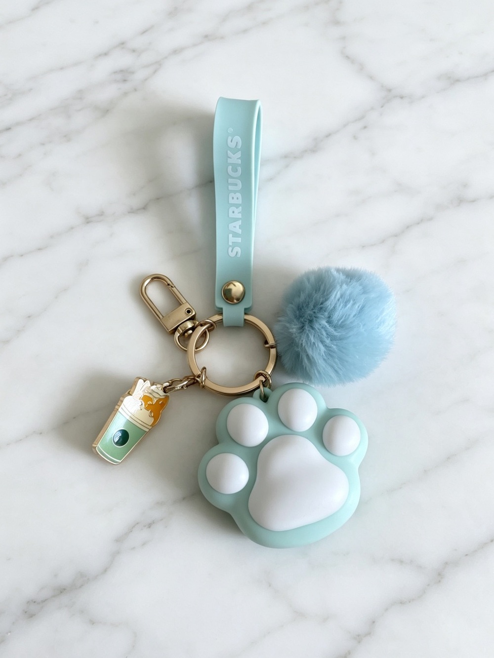 Starbucks Shanghai Exclusive Bag Charm Keychain Puppy Coffee Cup Mint Green